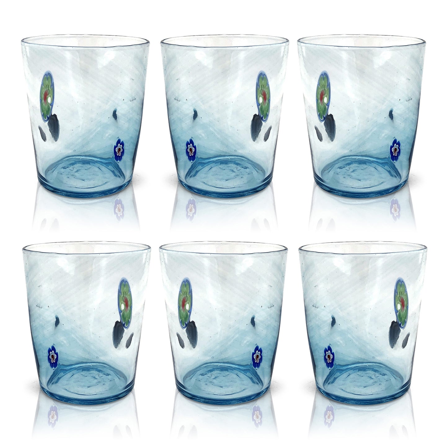 6 Verres en Verre "Les Couleurs de Murano". TUMBLE-CLASSIC-MIX
