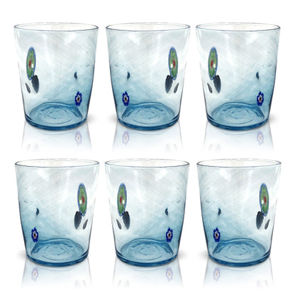 6 Verres en Verre "Les Couleurs de Murano". TUMBLE-CLASSIC-MIX