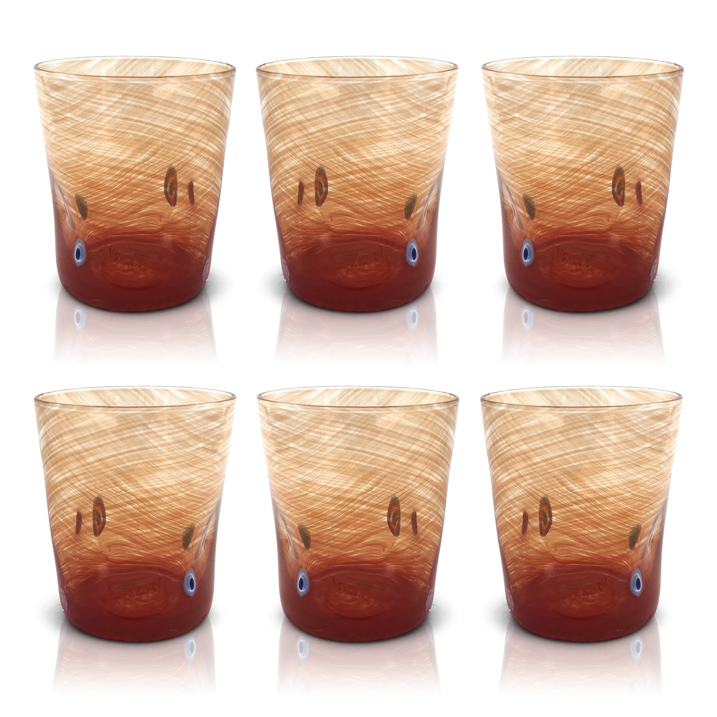 6 Verres en Verre "Les Couleurs de Murano". TUMBLE-CLASSIC-MIX