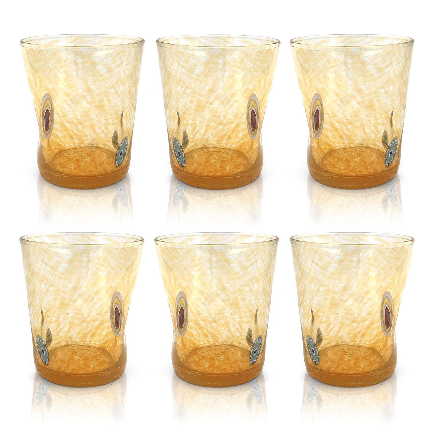 6 Verres en Verre "Les Couleurs de Murano". TUMBLE-CLASSIC-MIX
