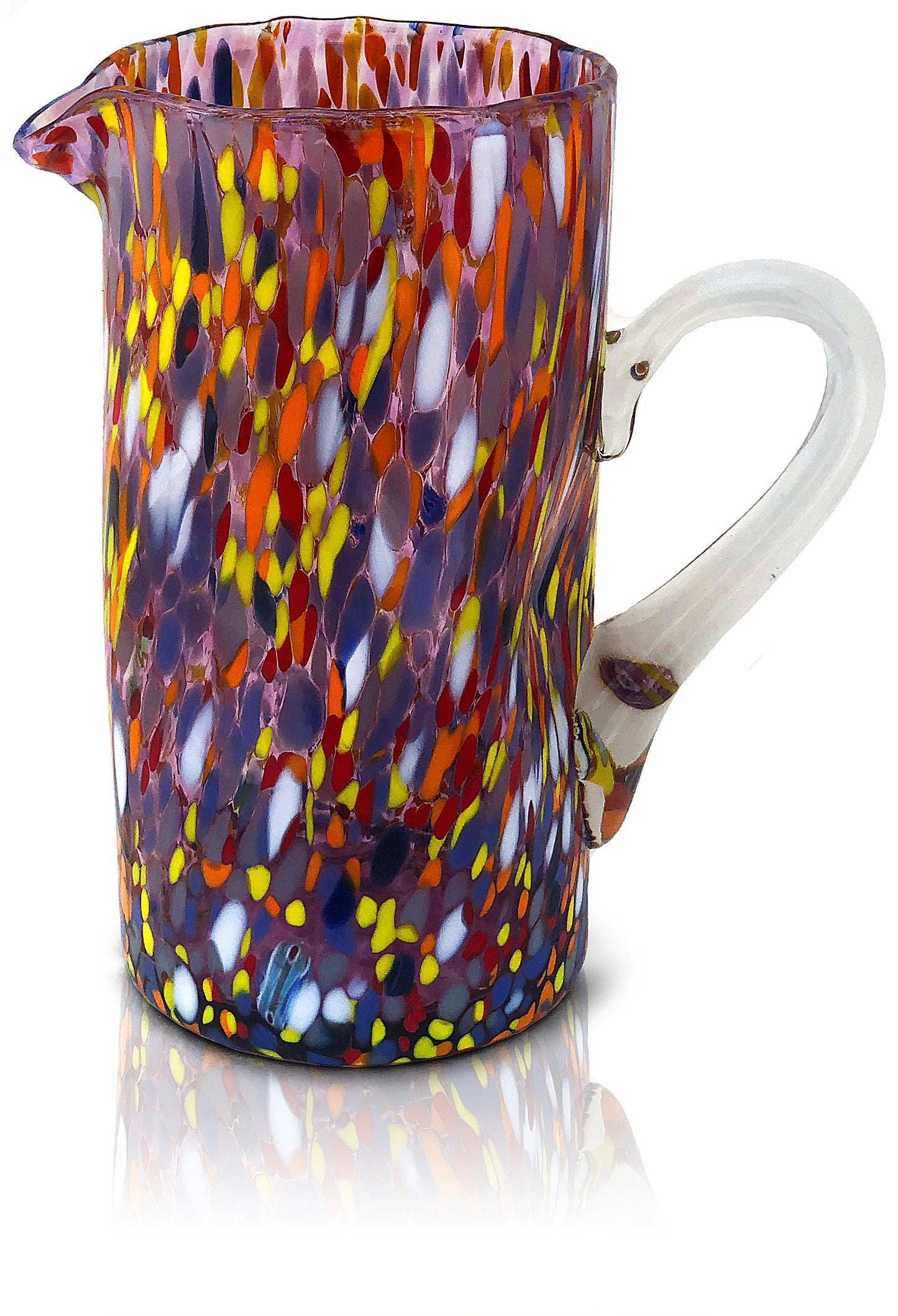 Carafe Classic en verre soufflé et travaillée à la main avec murrines de Murano, ligne « I Colori di Murano », 1000 ml. Made in Italy.