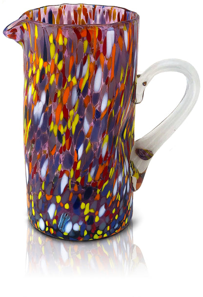 Carafe Classic en verre soufflé et travaillée à la main avec murrines de Murano, ligne « I Colori di Murano », 1000 ml. Made in Italy.