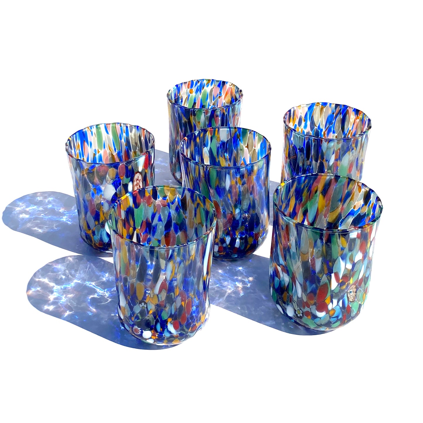 6 Glasgläser „I Colori di Murano“. TUMBLE-HARLEKIN