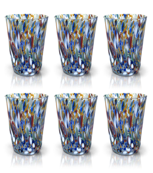 6 Bicchieri in Vetro “I Colori di Murano”. BIBITA-ARLECCHINO