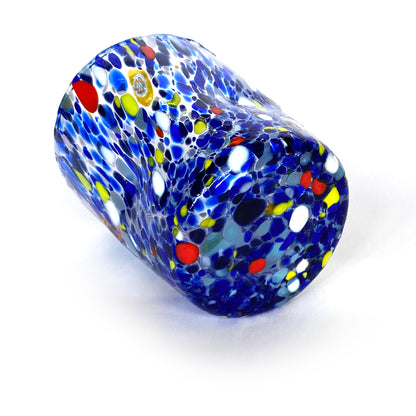 6 Bicchieri Tumbler Colombina in Vetro Soffiati e Lavorati a Mano con Murrine di Murano, linea “I Colori di Murano” 350 ml. Made in Italy