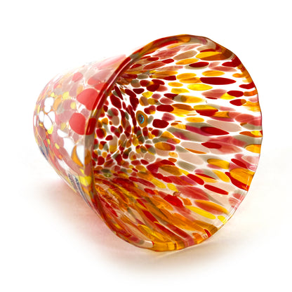 6 Bicchieri Tumbler Colombina in Vetro Soffiati e Lavorati a Mano con Murrine di Murano, linea “I Colori di Murano” 350 ml. Made in Italy
