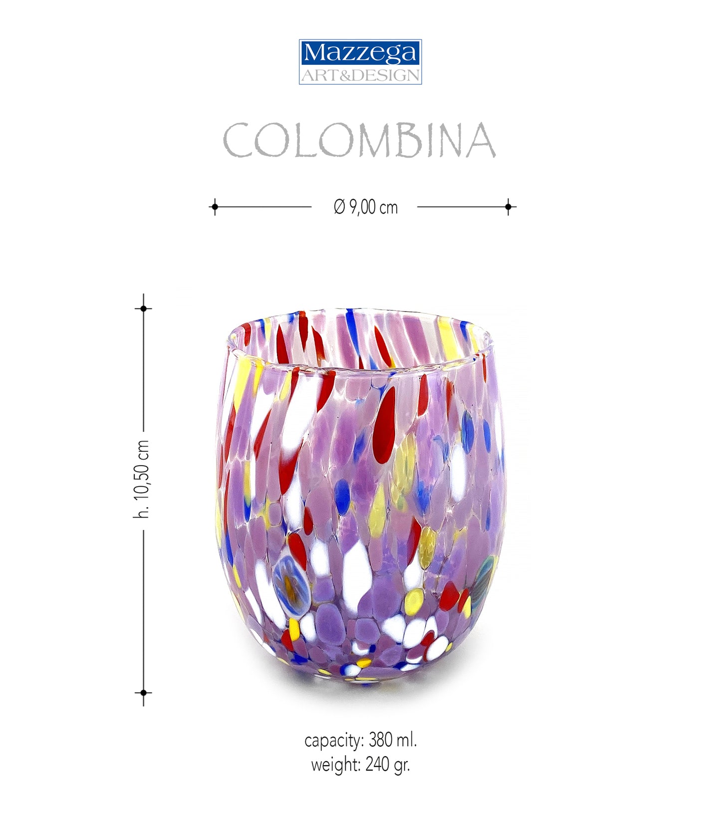 6 Bicchieri da Acqua in Vetro “I Colori di Murano” COLOMBINA