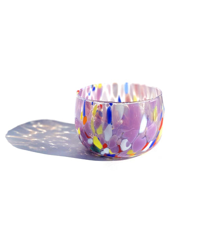 6 Ciotole Colombina in Vetro Soffiate e Lavorate a Mano con Murrine di Murano, linea “I Colori di Murano” Made in Italy