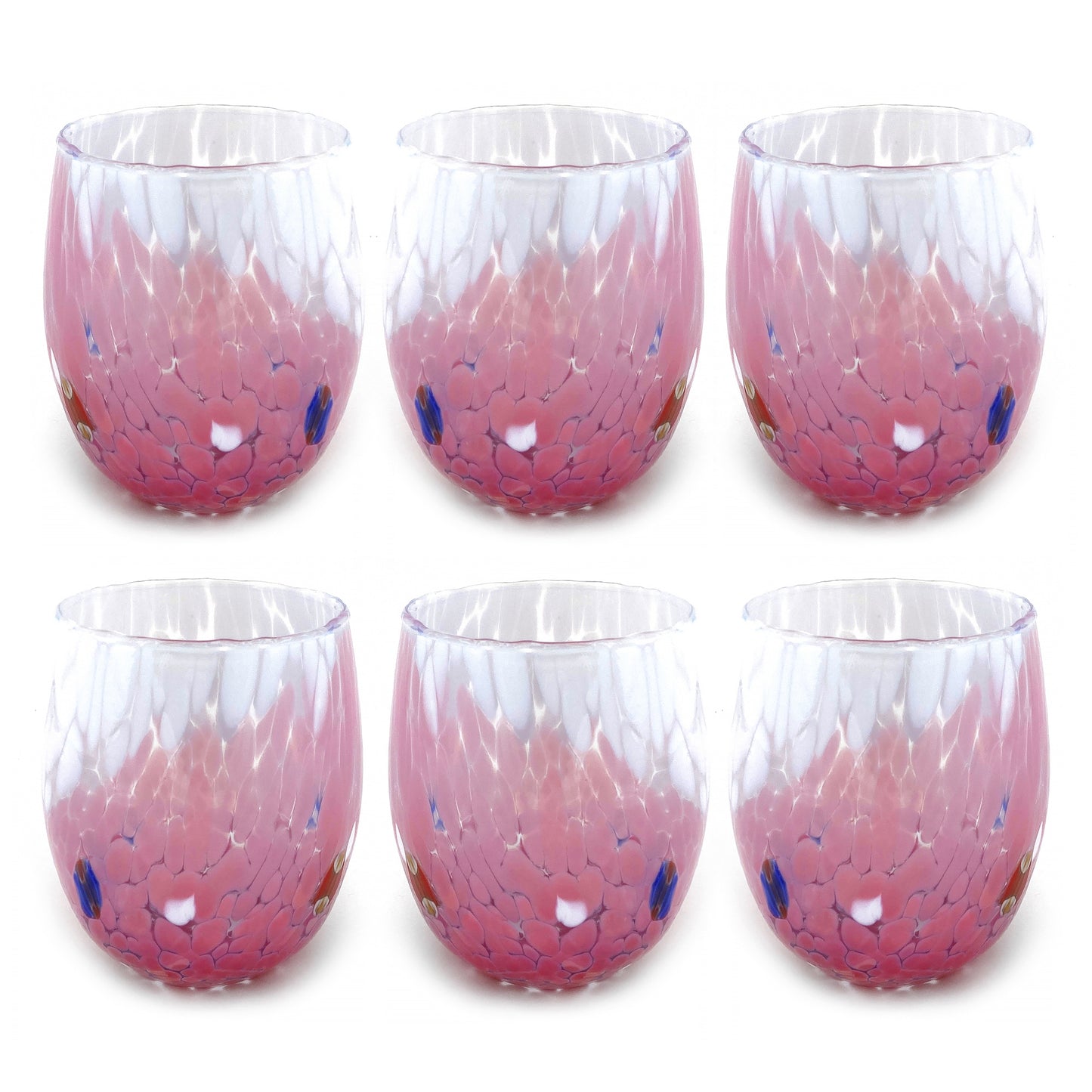 6 Verres en Verre "Les Couleurs de Murano". TUMBLE-CLASSIC-MIX