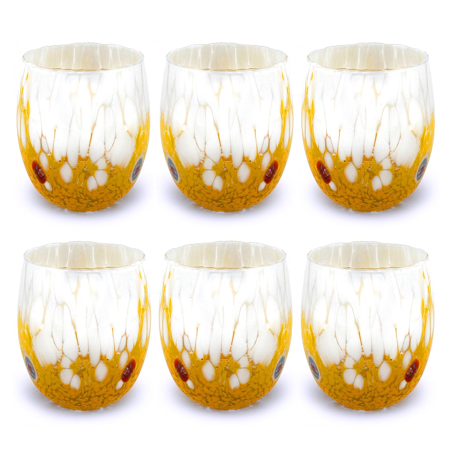 6 Verres en Verre "Les Couleurs de Murano". TUMBLE-CLASSIC-MIX