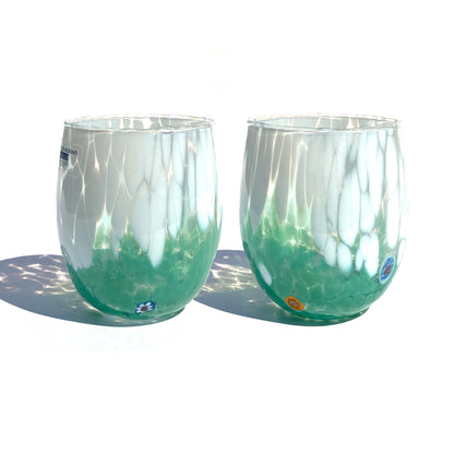 6 Bicchieri Acqua Big Bicolor in Vetro Soffiati e Lavorati a Mano con Murrine di Murano, linea “I Colori di Murano” 435 ml. Made in Italy