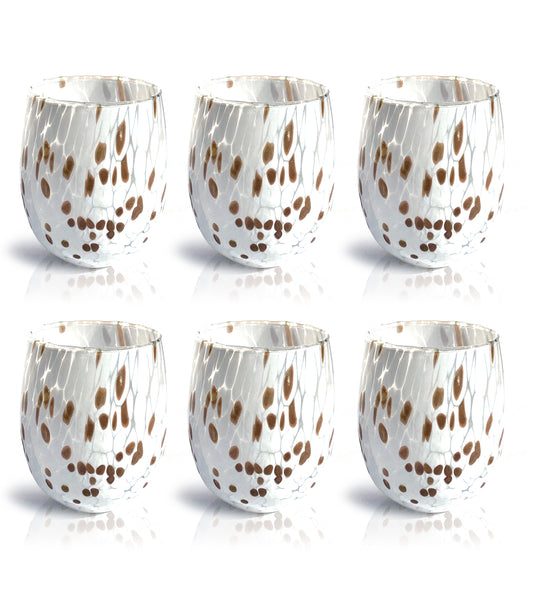 Verres à vin et verres blancs avec Avventurine en verre soufflé et travaillé à la main “I Colori di Murano” – Made in Italy