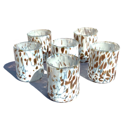 Verres à tequila SHOT en verre soufflé et fait main avec Murrine Murano Les couleurs de Murano Modèle ARLECCHINO Fabriqué en Italie