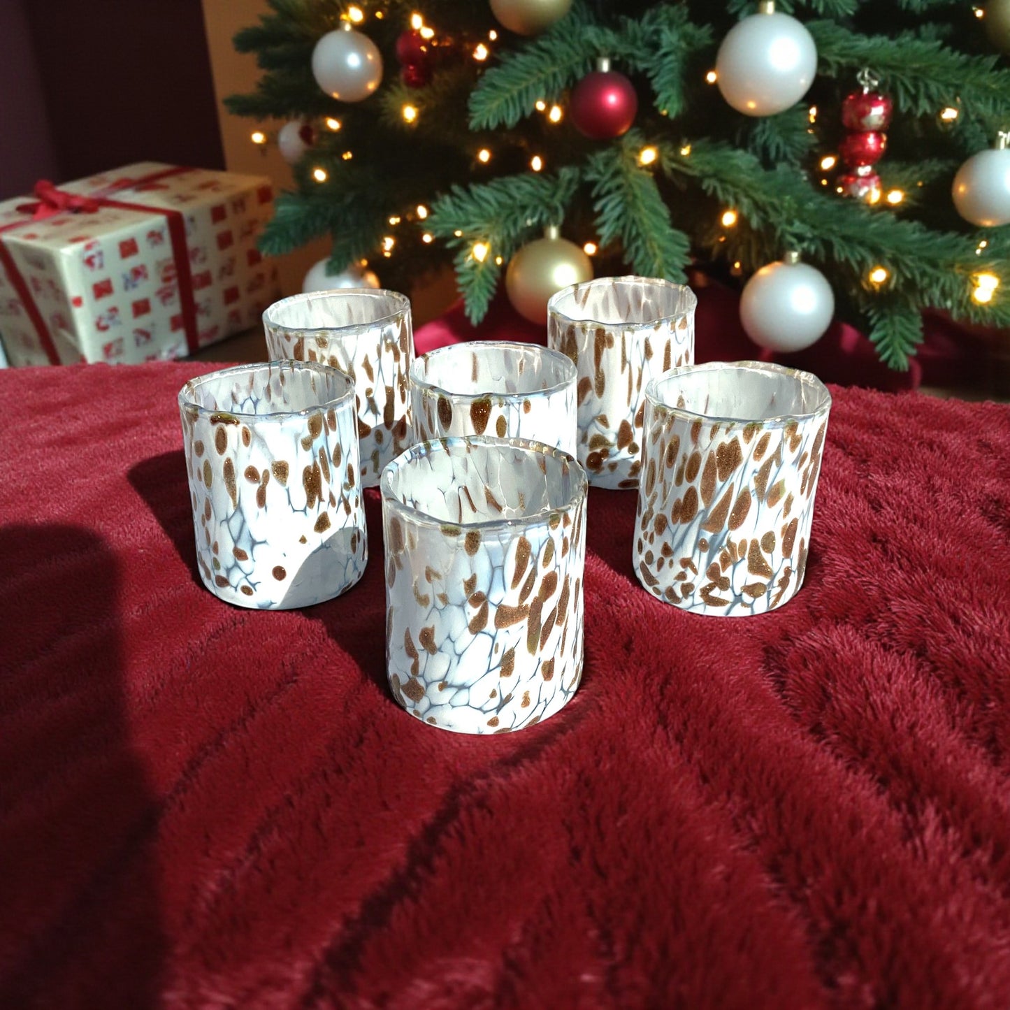 Verres à tequila SHOT en verre soufflé et fait main avec Murrine Murano Les couleurs de Murano Modèle ARLECCHINO Fabriqué en Italie