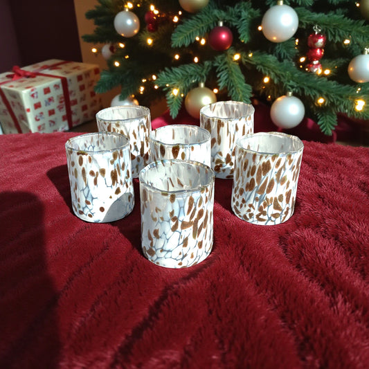 Verres à tequila SHOT en verre soufflé et fait main avec Murrine Murano Les couleurs de Murano Modèle ARLECCHINO Fabriqué en Italie