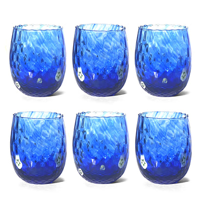 Verres Balloton en verre soufflé et travaillé à la main avec Murrines de Murano, ligne “I Colori di Murano”, 350 ml. Made in Italy