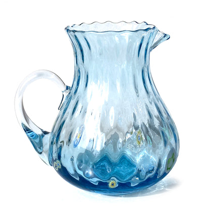 1 Caraffa Balloton in Vetro Soffiata e Lavorata a Mano con Murrine di Murano, linea “I Colori di Murano” 1000 ml. Made in Italy
