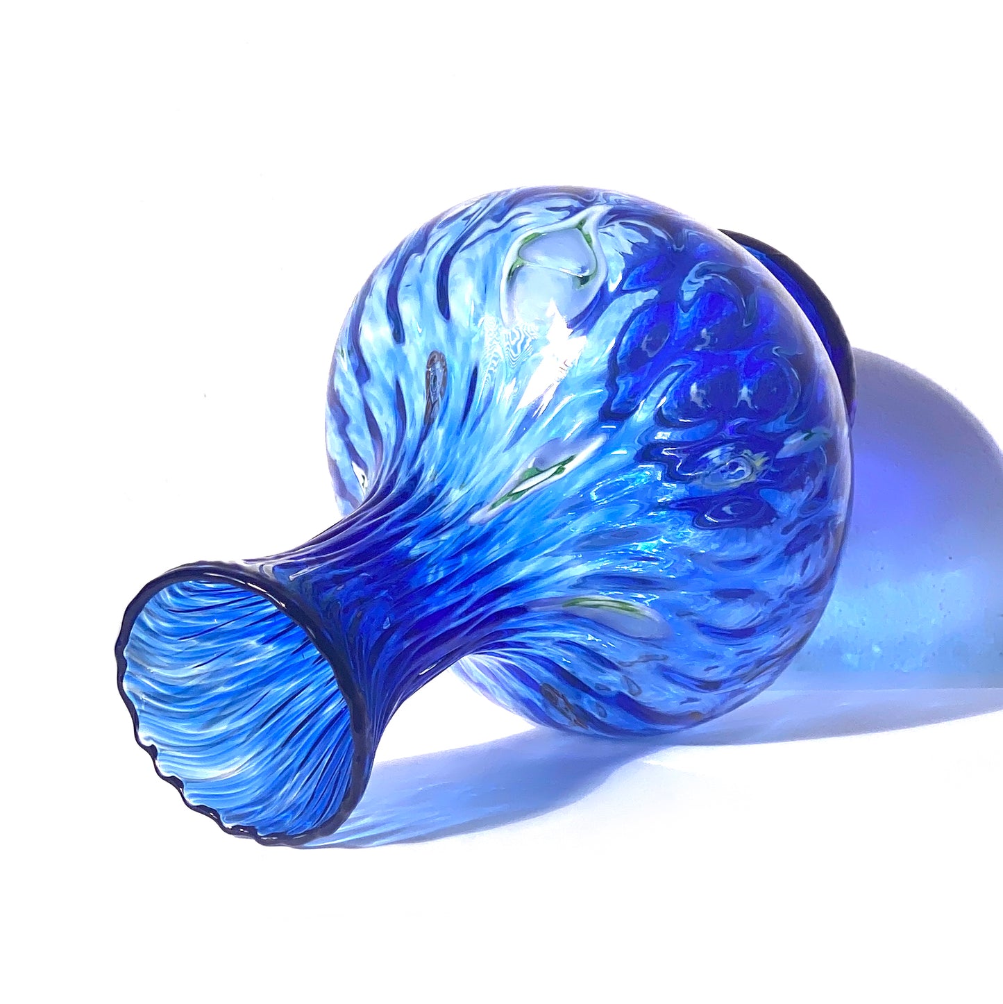 1 Vaso in Vetro Soffiato stile "BALLOTON" Lavorato a Mano con Murrine di Murano, linea “I Colori di Murano” h. 29 cm. Made in Italy