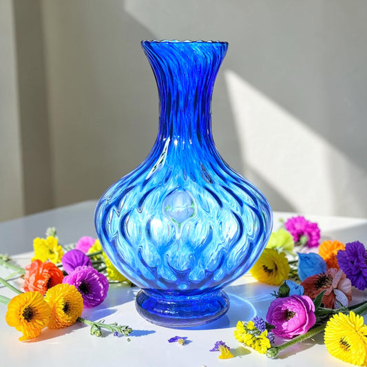 1 Vaso in Vetro Soffiato stile "BALLOTON" Lavorato a Mano con Murrine di Murano, linea “I Colori di Murano” h. 29 cm. Made in Italy