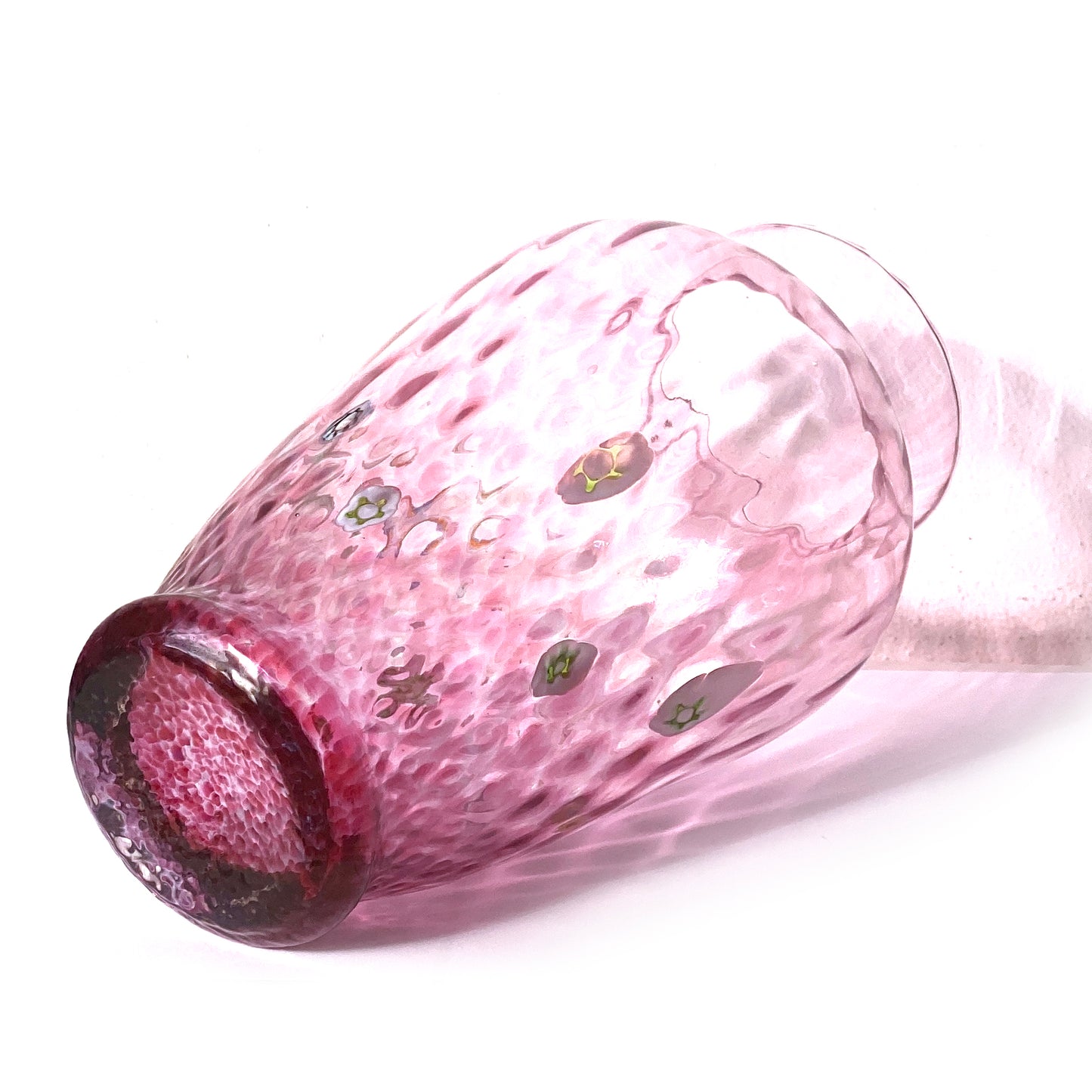 1 Vaso in Vetro Soffiato stile "BALLOTON" Lavorato a Mano con Murrine di Murano, linea “I Colori di Murano” h. 30 cm. Made in Italy