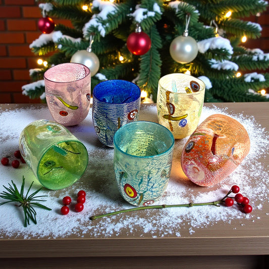 Bicchieri Giorgione in vetro di Murano, realizzati nell'isola di Murano, soffiati e lavorati a mano da maestri Vetrai - SPECIAL EDITION - 350 ml.