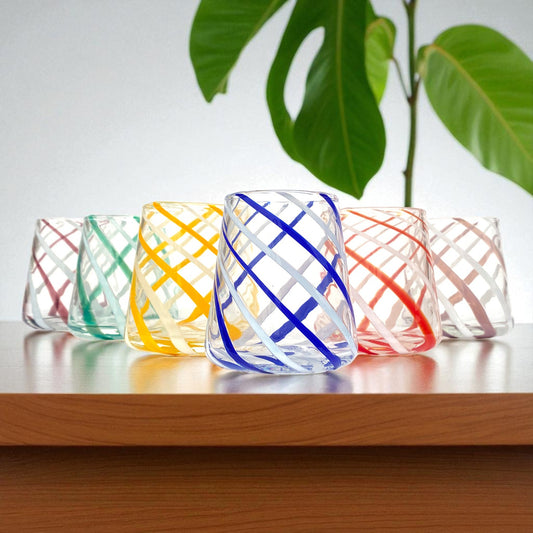 Goto Verres Goto en Verre Soufflé et Fait Main avec Murrine Murano - Les Couleurs de Murano - COLOMBINA Tumbler 350 ml.