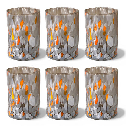 Bicchieri Tumbler Naif in Vetro Soffiati e Lavorati a Mano con Murrine di Murano, linea “I Colori di Murano” 395 ml. Made in Italy