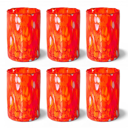Bicchieri Tumbler Naif in Vetro Soffiati e Lavorati a Mano con Murrine di Murano, linea “I Colori di Murano” 395 ml. Made in Italy