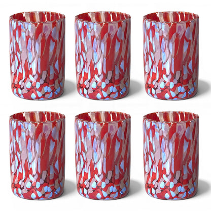 Bicchieri Tumbler Naif in Vetro Soffiati e Lavorati a Mano con Murrine di Murano, linea “I Colori di Murano” 395 ml. Made in Italy