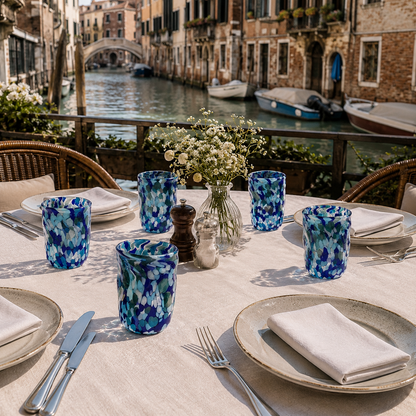 Verres BELLOTTO en verre de Murano, réalisés sur l’île de Murano, soufflés et travaillés à la main par des maîtres verriers – SPECIAL EDITION – 355 ml.