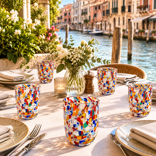 Bicchieri Canova in vetro di Murano, realizzati nell'isola di Murano, soffiati e lavorati a mano da maestri Vetrai - SPECIAL EDITION - 380 ml.