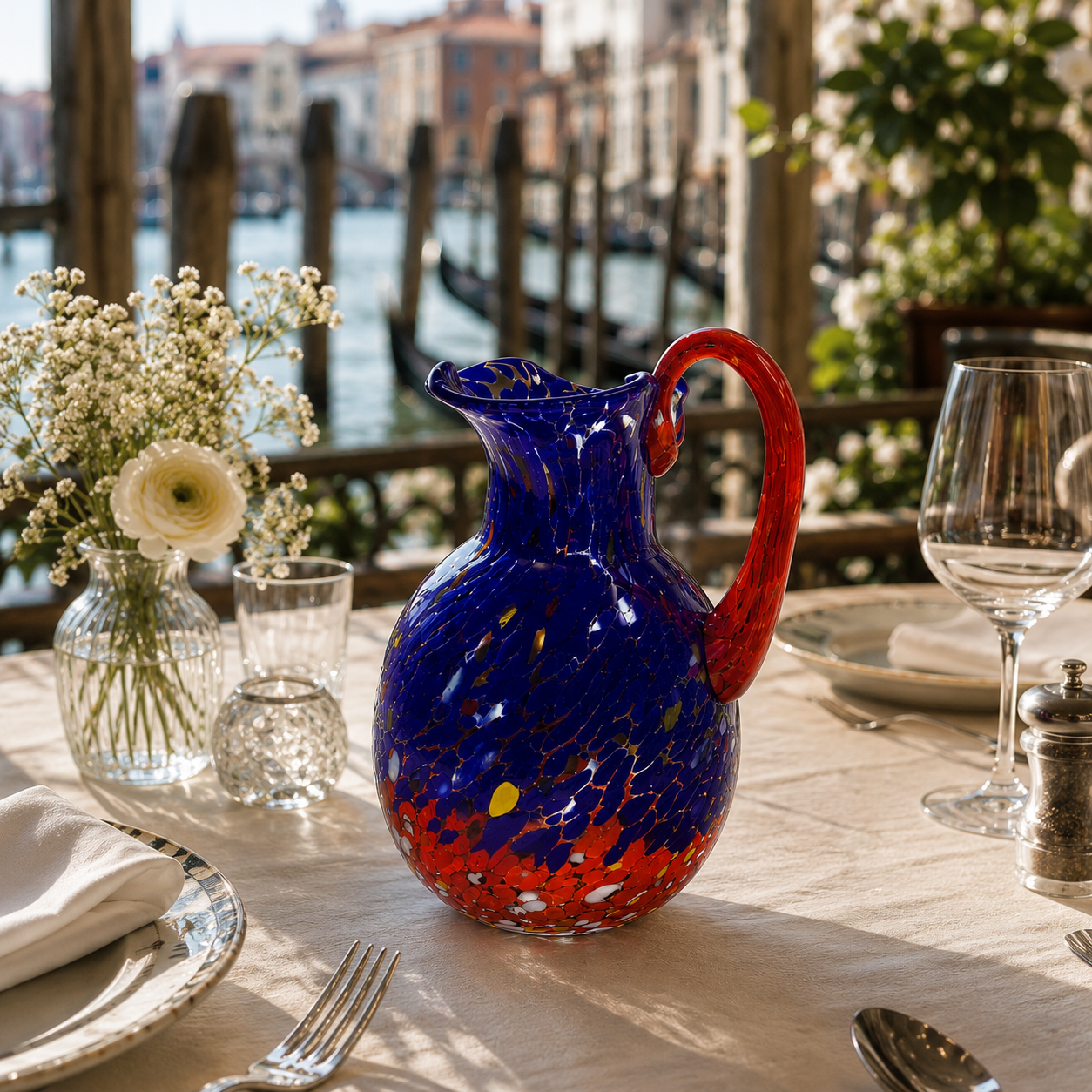1 Caraffa Veronese in vetro di Murano, realizzata nell'isola di Murano, soffiata e lavorata a mano da maestri Vetrai - SPECIAL EDITION - 1000 ml.