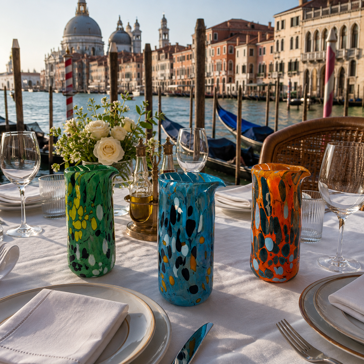 1 Caraffa Tiepolo in vetro di Murano, realizzata nell'isola di Murano, soffiata e lavorata a mano da maestri Vetrai - SPECIAL EDITION - 1000 ml.