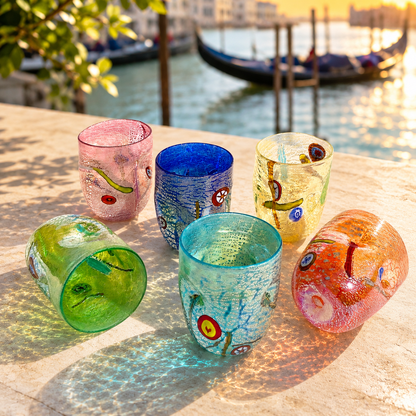 Bicchieri Giorgione in vetro di Murano, realizzati nell'isola di Murano, soffiati e lavorati a mano da maestri Vetrai - SPECIAL EDITION - 350 ml.