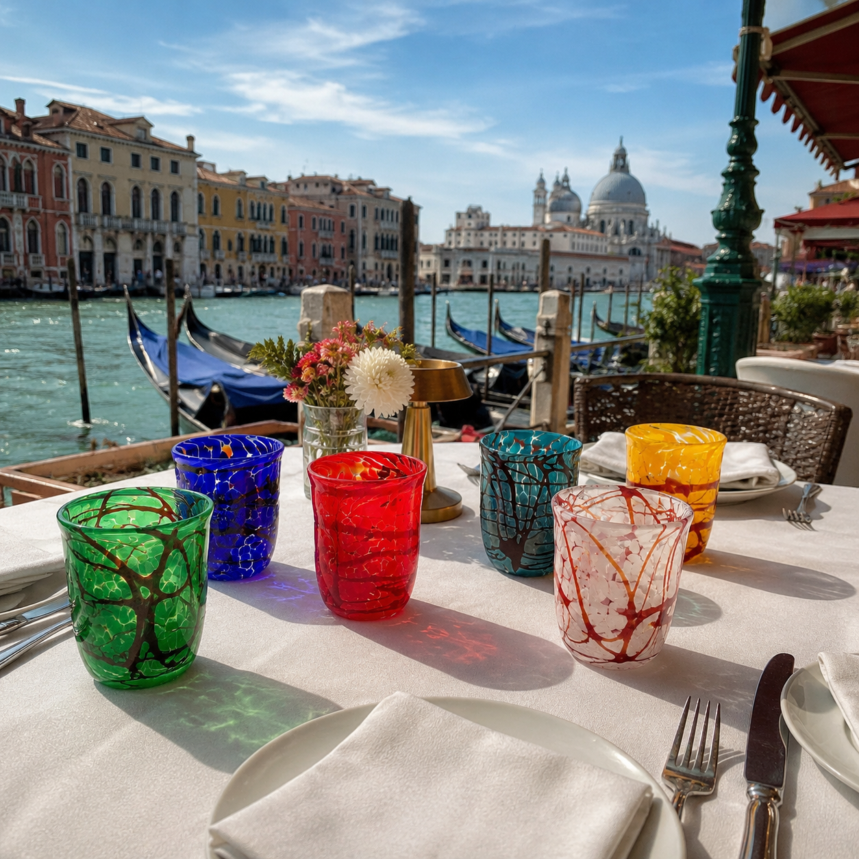6 Bicchieri Tiziano in vetro di Murano, realizzati nell'isola di Murano, soffiati e lavorati a mano da maestri Vetrai - SPECIAL EDITION - 450 ml.