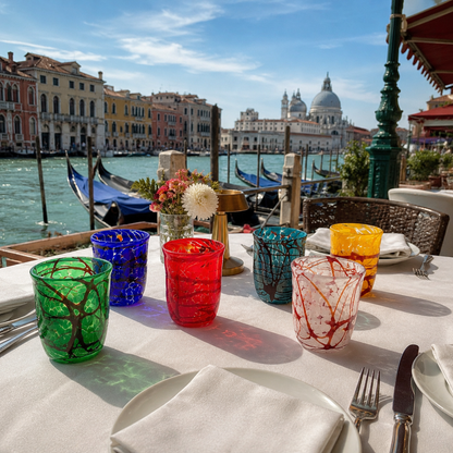 6 Bicchieri Tiziano in vetro di Murano, realizzati nell'isola di Murano, soffiati e lavorati a mano da maestri Vetrai - SPECIAL EDITION - 450 ml.