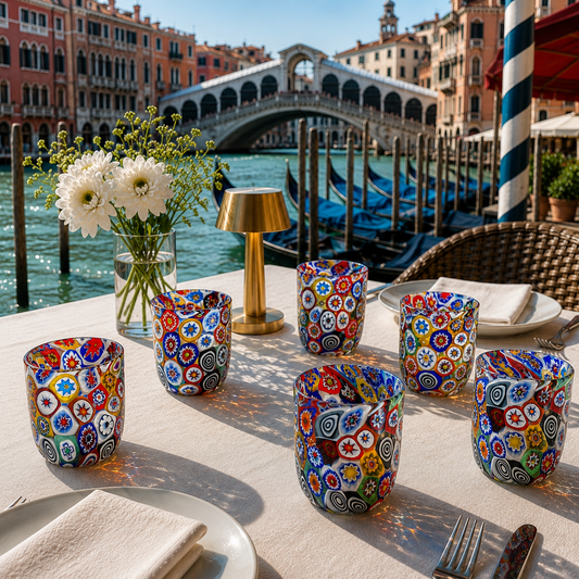 Bicchieri Fortuny in vetro di Murano, realizzati nell'isola di Murano, soffiati e lavorati a mano da maestri Vetrai - SPECIAL EDITION - 380 ml.