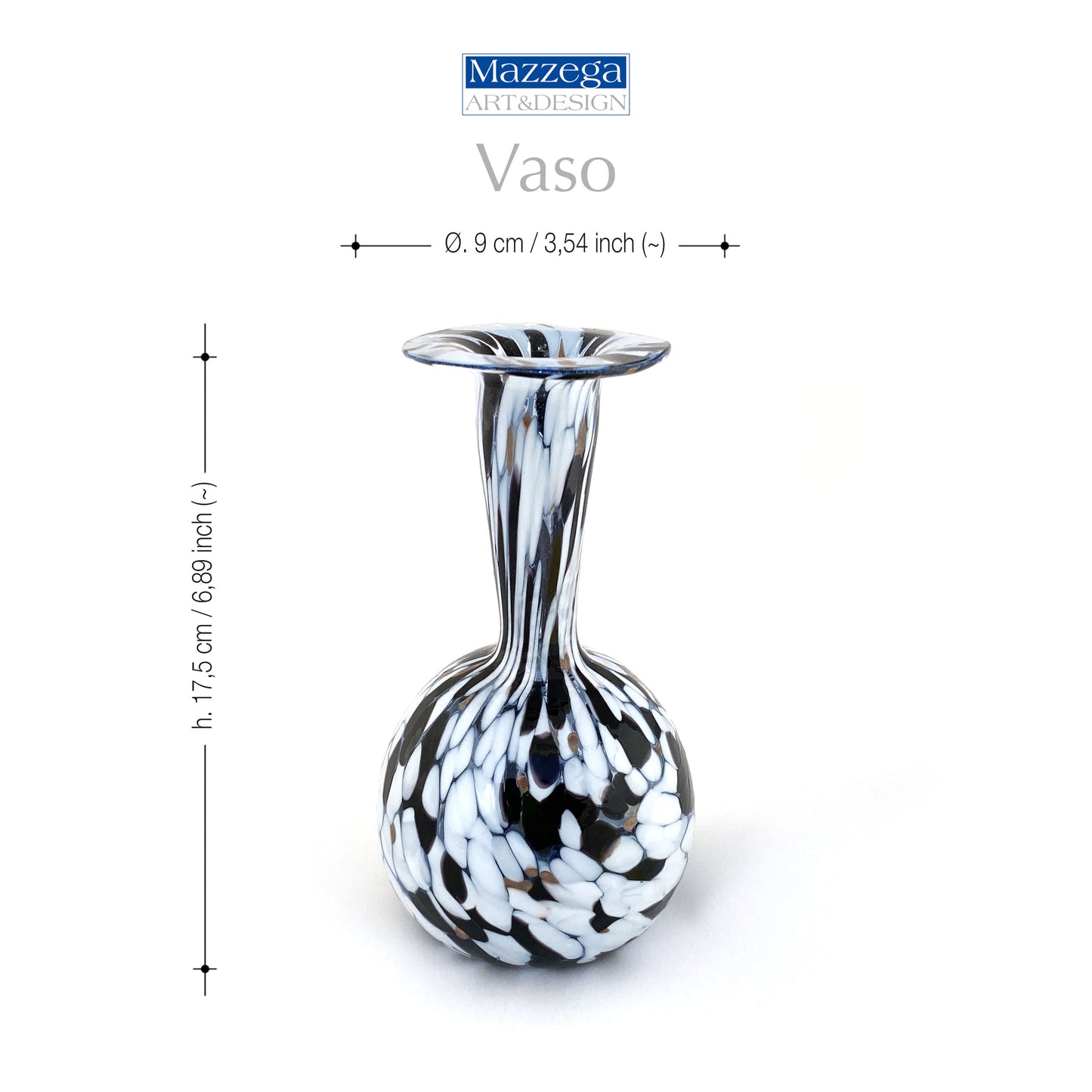 Vaso in vetro di Murano, soffiato e lavorato a mano, linea "I Colori di Murano" h. cm. 17,5 - Made in Murano. Cod. 04