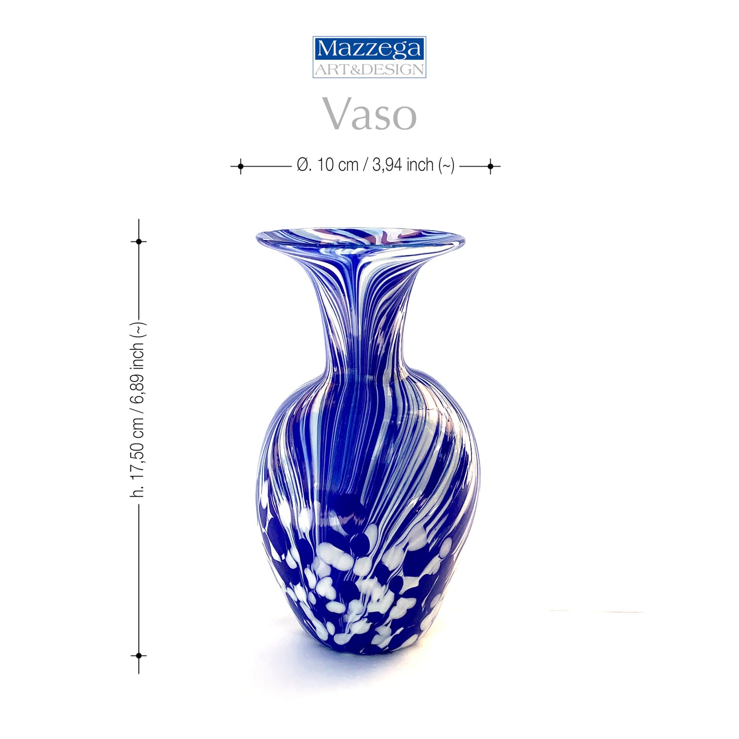 Vaso in vetro di Murano, soffiato e lavorato a mano, linea "I Colori di Murano" h. cm. 17,5 - Made in Murano. Cod. 20