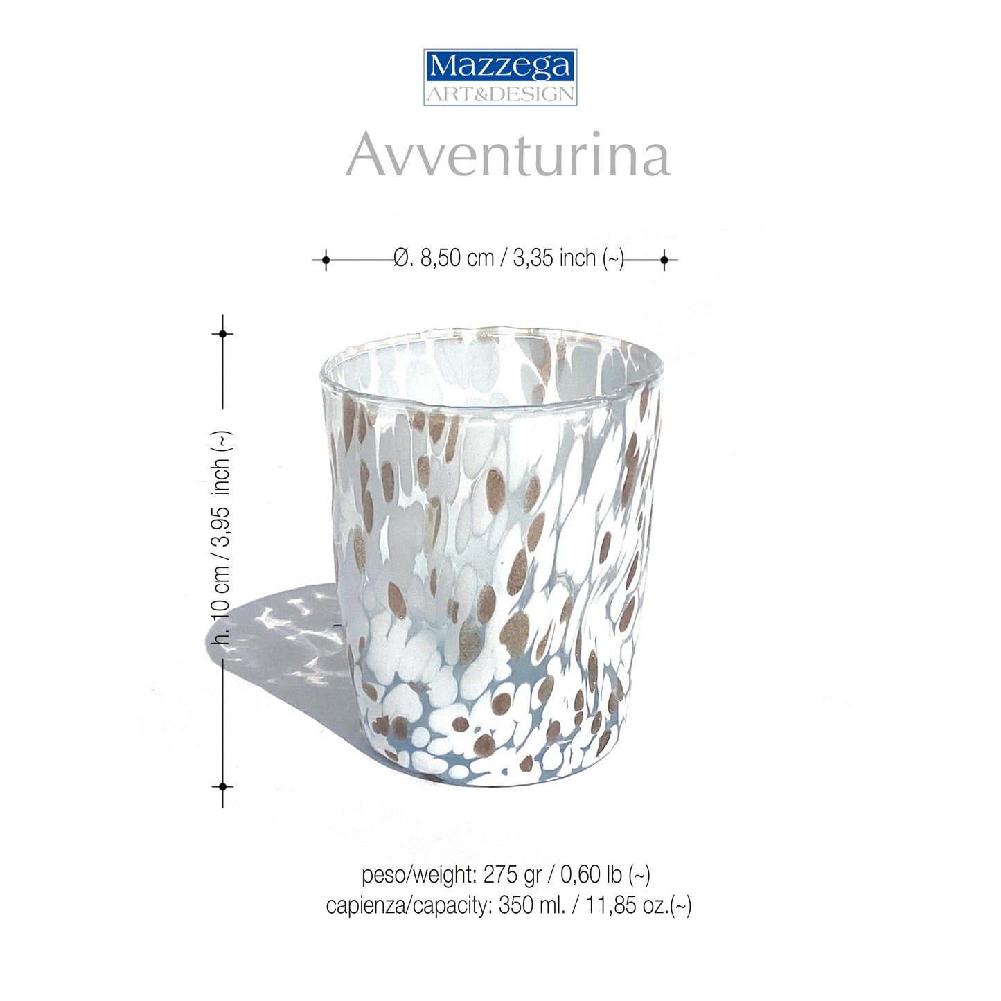 Set aus Weingläsern und Gläsern aus mundgeblasenem und handgefertigtem Glas mit Geschenkbox „I Colori di Murano“ mit Aventurin – elegant für raffinierte Anlässe – hergestellt in Italien