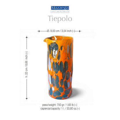 1 Caraffa Tiepolo in vetro di Murano, realizzata nell'isola di Murano, soffiata e lavorata a mano da maestri Vetrai - SPECIAL EDITION - 1000 ml.
