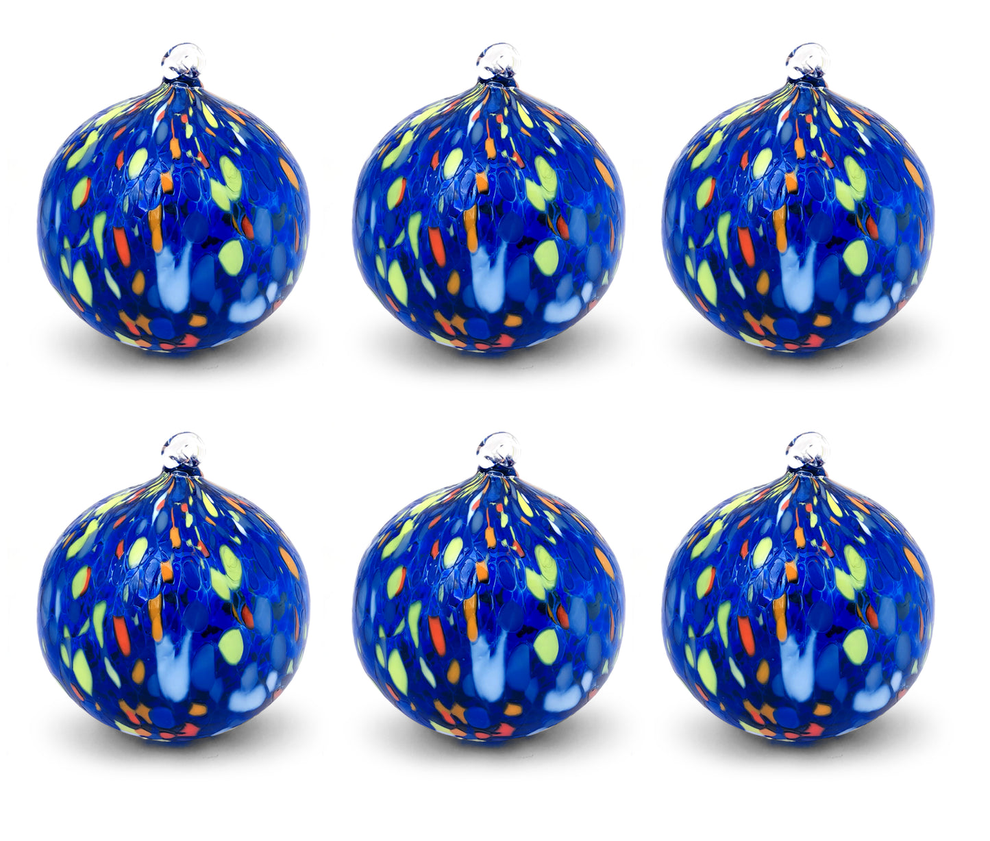 Palle di Natale in vetro “I Colori di Murano” confezione 6 palline grandi in vetro soffiato colorate lavorazione artigianale Ornamentali Decorazioni di Natale per Albero di Natale con Anello da Appendere Ø 9 cm.
