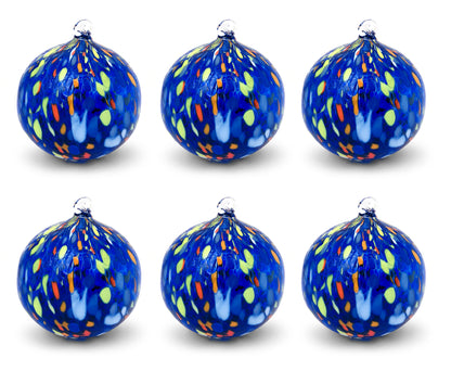 Boules de Noël en verre « I Colori di Murano », paquet de 6 grandes boules de verre soufflées colorées, décorations de Noël ornementales artisanales pour le sapin de Noël avec anneau de suspension Ø 9 cm.