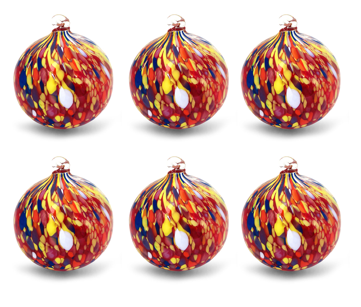 Palle di Natale in vetro “I Colori di Murano” confezione 6 palline grandi in vetro soffiato colorate lavorazione artigianale Ornamentali Decorazioni di Natale per Albero di Natale con Anello da Appendere Ø 9 cm.