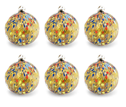Boules de Noël en verre « I Colori di Murano », paquet de 6 grandes boules de verre soufflées colorées, décorations de Noël ornementales artisanales pour le sapin de Noël avec anneau de suspension Ø 9 cm.