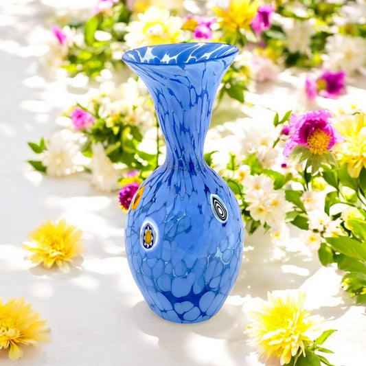 Vaso in vetro di Murano, soffiato e lavorato a mano, linea "I Colori di Murano" h. cm. 20 - Made in Murano. Cod. 08