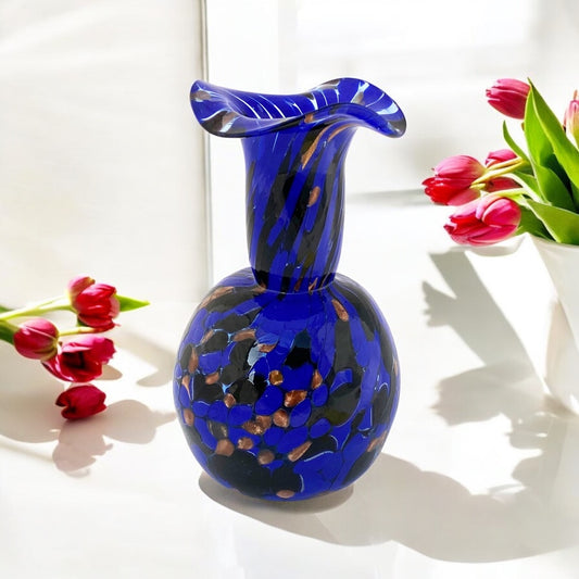 Vaso in vetro di Murano, soffiato e lavorato a mano, linea "I Colori di Murano" h. cm. 15,5 - Made in Murano. Cod. 12