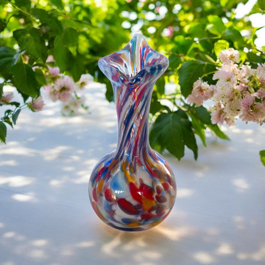Vaso in vetro di Murano, soffiato e lavorato a mano, linea "I Colori di Murano" h. cm. 19,5 - Made in Murano. Cod. 14