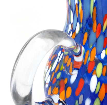 1 Caraffa Classic in Vetro Soffiata e Lavorata a Mano con Murrine di Murano, linea “I Colori di Murano” 1000 ml. Made in Italy
