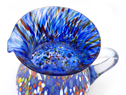 1 Caraffa Classic in Vetro Soffiata e Lavorata a Mano con Murrine di Murano, linea “I Colori di Murano” 1000 ml. Made in Italy